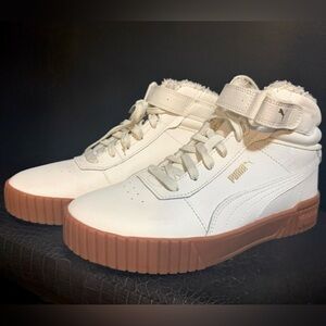 Puma White High-Tops with Subtle Wedge